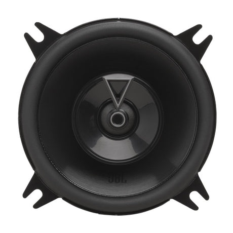 JBL, CLUB 44F, GEN3  2-juostų koaksialiniai garsiakalbiai 10cm - Juodi garsiakalbiai su logotipu ir tvirtinimo detalėmis