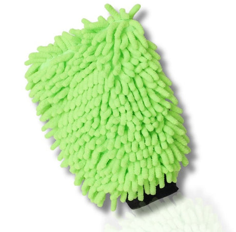 2-in-1 mikropluošto plovimo pirštinė automobiliui, 26x16 cm ,1450 - Žalia pirštinė su minkštais šereliais