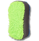 3-in-1 mikropluošto automobilių valymo kempinė 22x11x5 cm - Žalia mikropluošto pusė, tinklinis kraštas