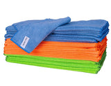 Mikropluošto šluostė „bulk pack“ – 36 vnt. 280 g/m² 40x40 cm - Mėlynos, oranžinės, žalios spalvos šluostės krūva