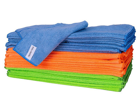 Mikropluošto šluostė „bulk pack“ – 36 vnt. 280 g/m² 40x40 cm - Mėlynos, oranžinės, žalios spalvos šluostės krūva