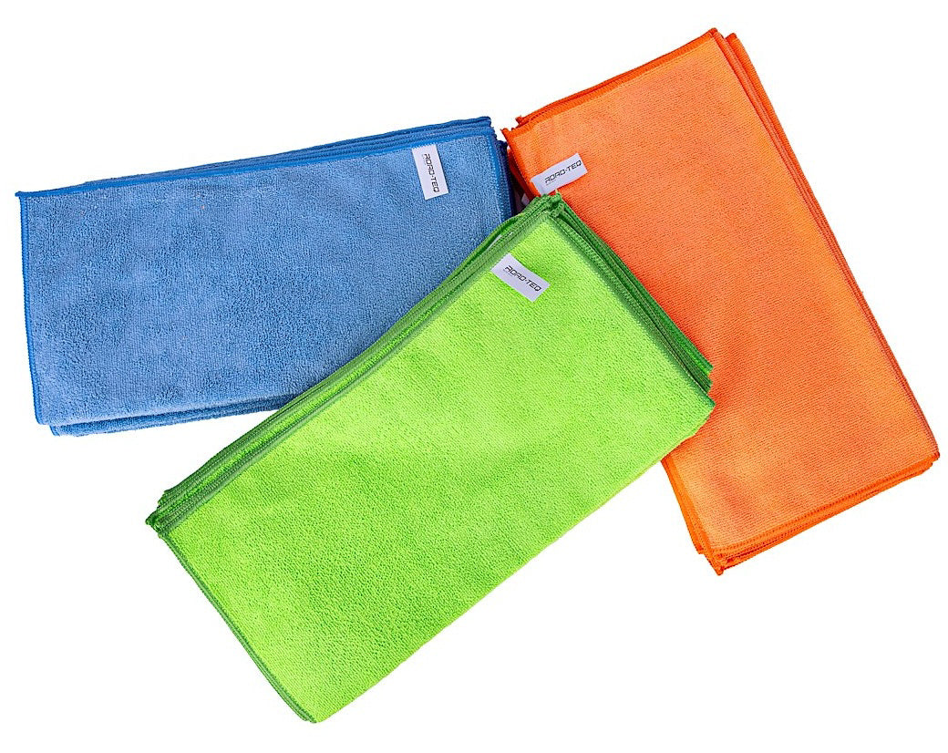 Mikropluošto šluostė „bulk pack“ – 36 vnt. 280 g/m² 40x40 cm - Trys skirtingų spalvų šluostės su logotipais