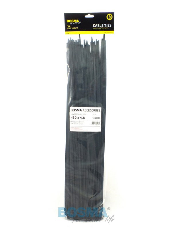 Bosma, kabelio dirželis 4.8x430mm juodas, 100vnt
