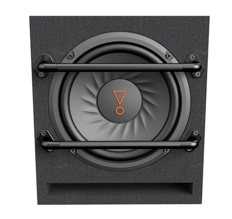 JBL, BassPro 8 aktyvinė žemų dažnių kolonėlė, 20cm/8" - Juodi apsauginiai strypai, oranžinis logotipas