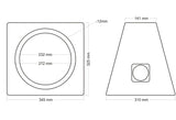 Korpusas žemu dažnių garsiakalbiui MDF, 15l, 25cm - Matmenys, kampas, pjūvis, skylė