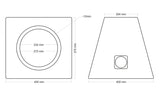 Korpusas žemu dažnių garsiakalbiui MDF, 30l, 25cm - Matomi matmenys, kampas, detalė