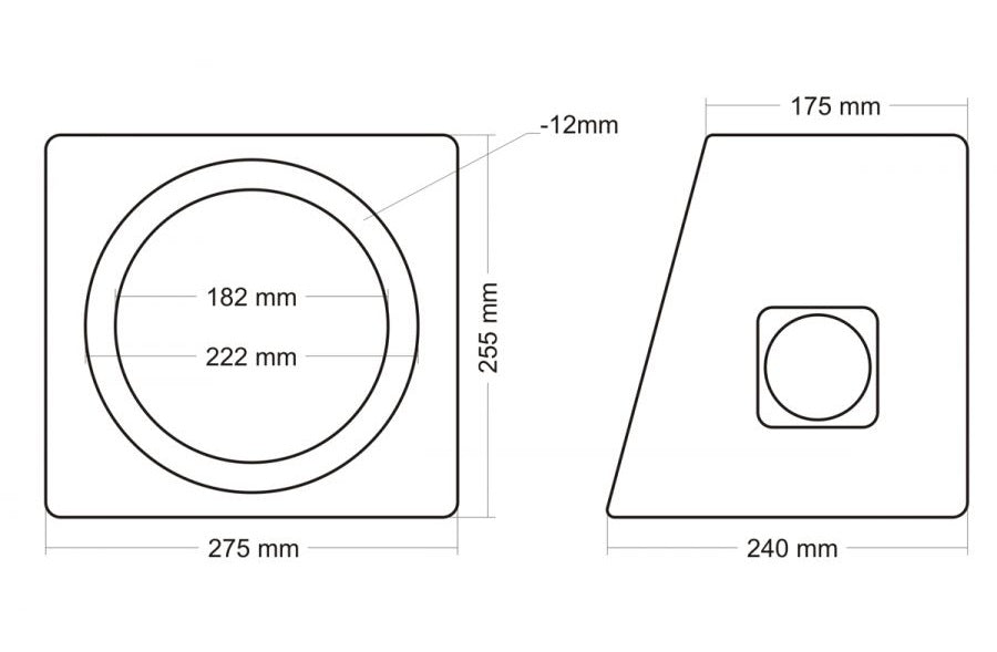 Korpusas žemu dažnių garsiakalbiui MDF, 8l, 20cm