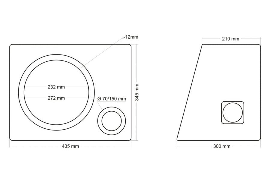 Korpusas žemu dažnių garsiakalbiui MDF18, 25L, 25cm, faze