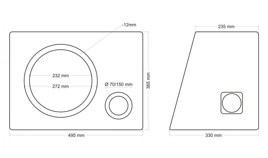 Korpusas žemu dažnių garsiakalbiui MDF18, 35L, 25cm, faze