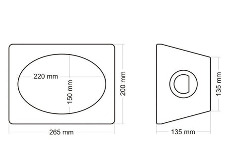 Korpusas žemu dažnių garsiakalbiui MDF12, 3.6l, 6x9" - Brėžiniai matmenimis ir kampu