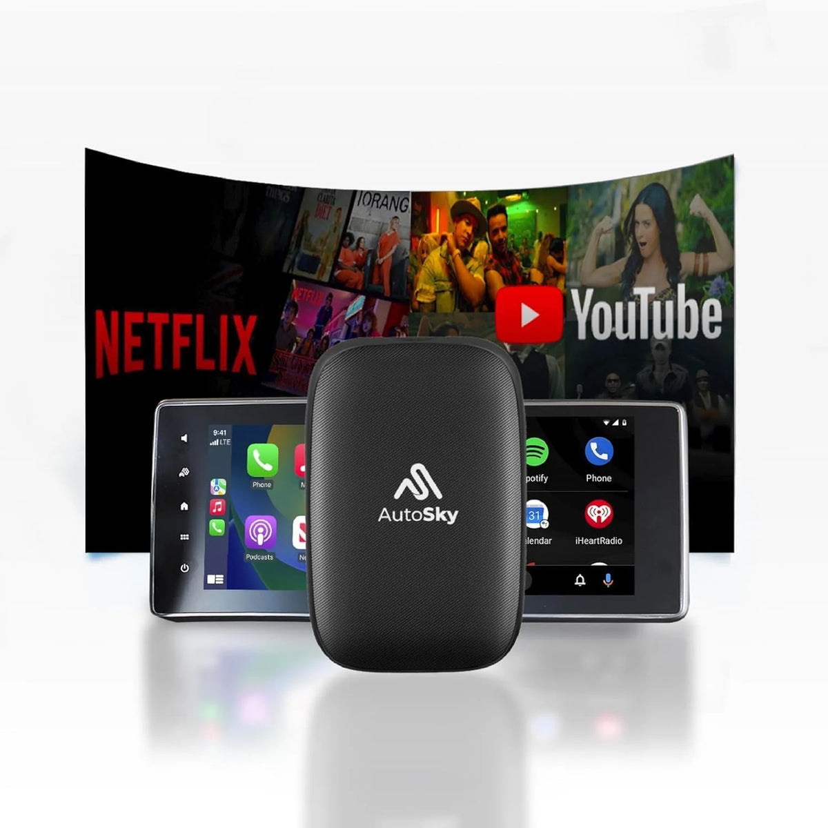 AutoSky AI Box Lite Plus – belaidis „CarPlay“ ir „Android Auto“ ad