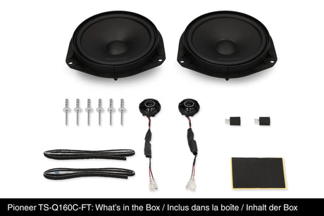 Pioneer TS-Q160C-FT FIAT - Du garsiakalbiai, tvirtinimo detalės, laidų jungtys, lipnios juostelės