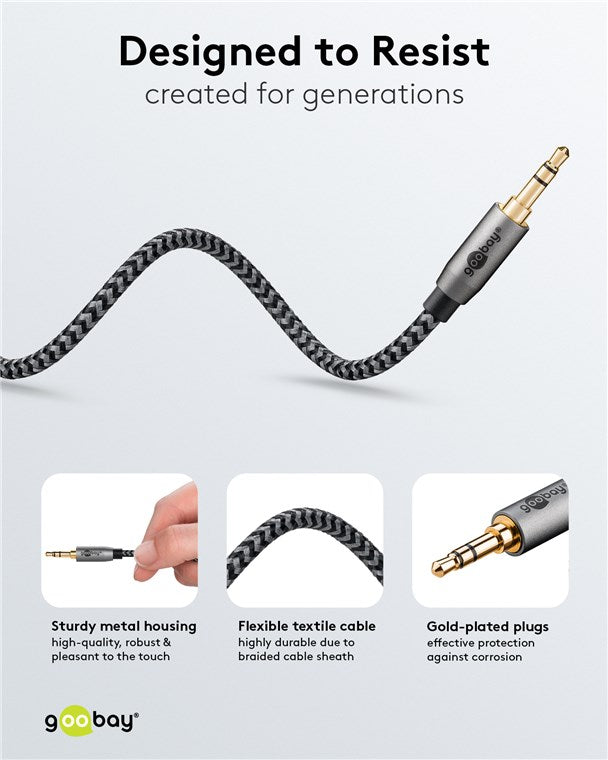 Goobay Plus Audio Connection Cable, 3.5 mm AUX stereo cable, 5 m