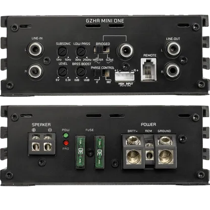 1 kanalo D klasės kompaktiškas garso stiprintuvas Ground Zero GZHA MINI ONE, 750W