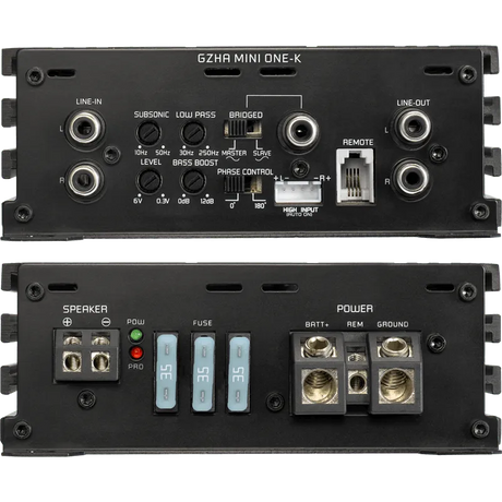 1 kanalo D klasės kompaktiškas garso stiprintuvas Ground Zero GZHA MINI ONE-K, 1200W