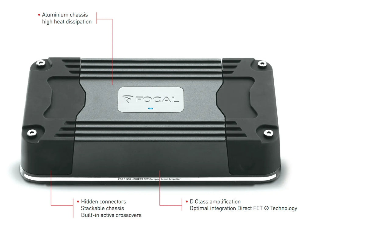 1 kanalo super kompaktiškas D klasės garso stiprintuvas Focal FDS 1.35