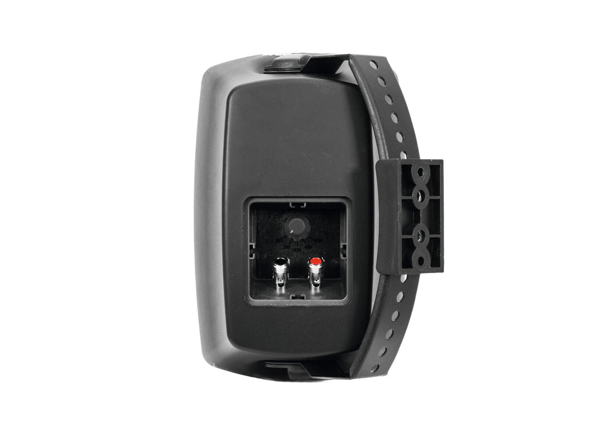 OMNITRONIC OD-5T Wall Speaker 100V black 2x - Galinė pusė su jungtimis ir laikikliu