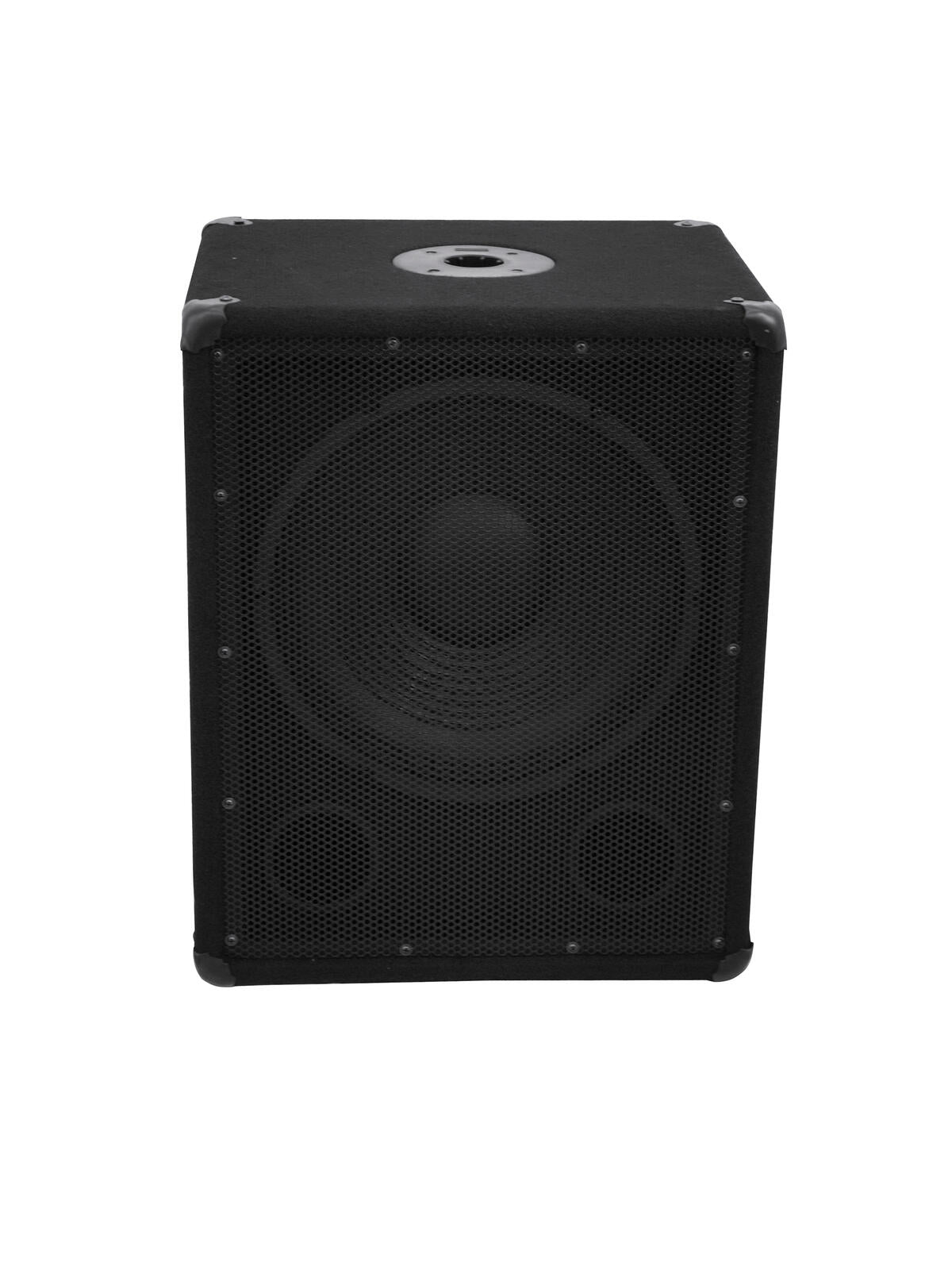 OMNITRONIC BX-1250 Subwoofer 600W - Juodas garsiakalbis su metalinėmis kampų apsaugomis