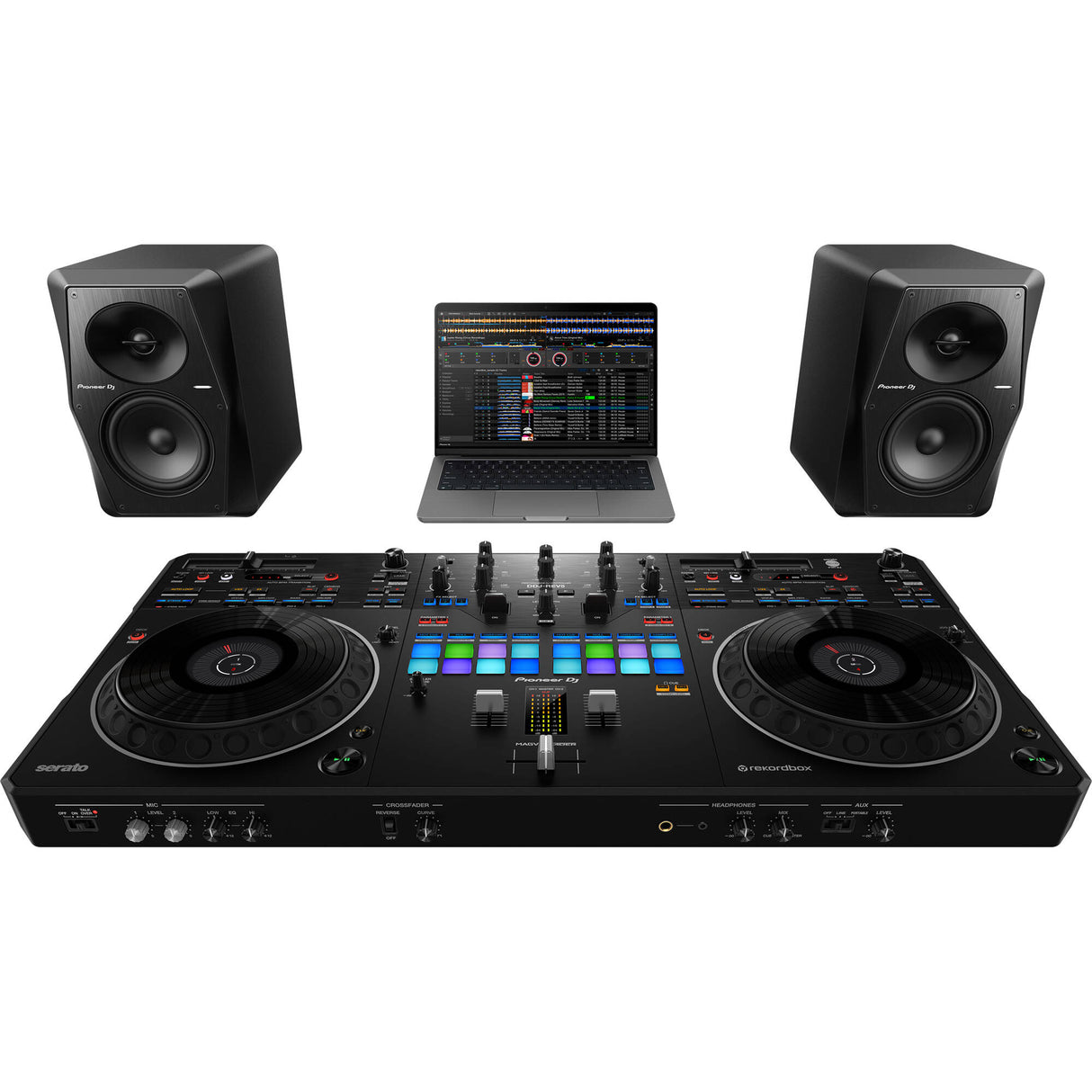 Pioneer DJ - DDJ-REV5 - DJ pultas su garsiakalbiais ir kompiuteriu