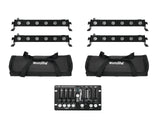 EUROLITE komplektas 4x LED BAR-6 QCL RGBW + 2x minkštas krepšys + valdiklis