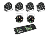 EUROLITE Komplektas 4x LED SLS-7 HCL Grindinis + 2x LED FE-700 + DMX LED Spalvų Valdiklis