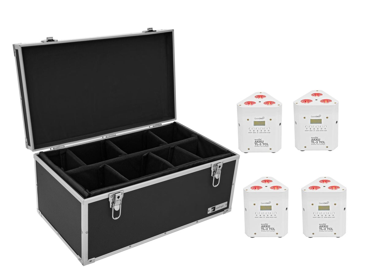 EUROLITE Komplektas 4x AKKU TL-3 TCL baltas + Krepšys TDV-1