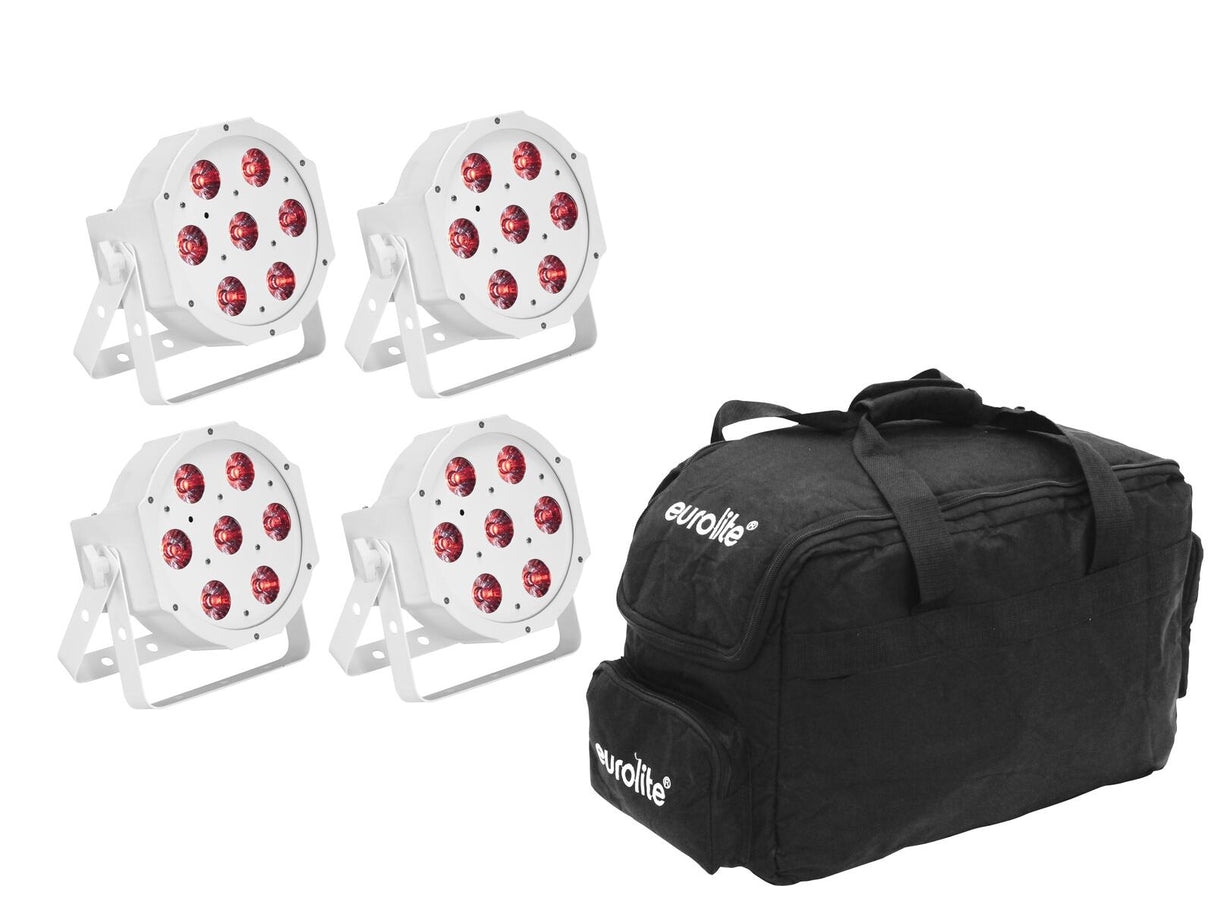 EUROLITE Komplektas 4x LED SLS-7 HCL Spot baltas + Minkštas krepšys