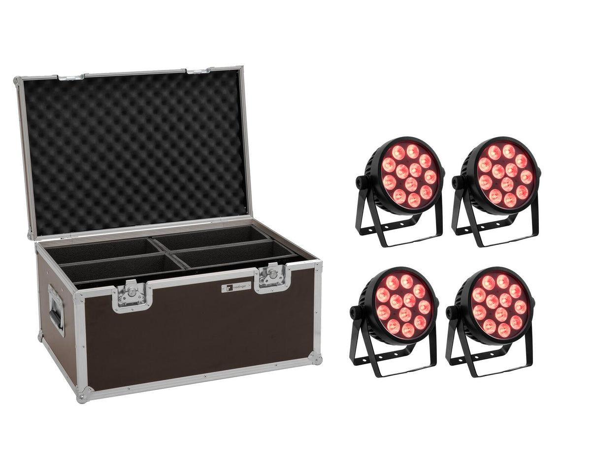EUROLITE Komplektas 4x LED 7C-12 Silent Slim Spot + Krepšys