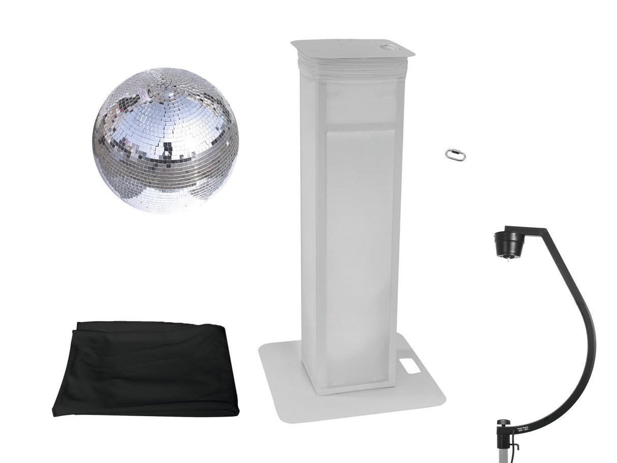 EUROLITE Set veidrodinis rutulys 50cm su sceniniu stovu kintamu + juodas apdangalas