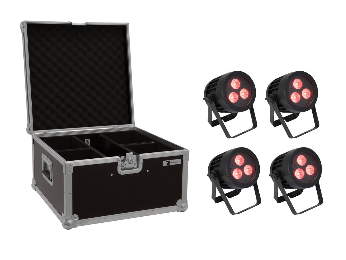 EUROLITE Komplektas 4x LED IP PAR 3x9W SCL Spot + Krepšys