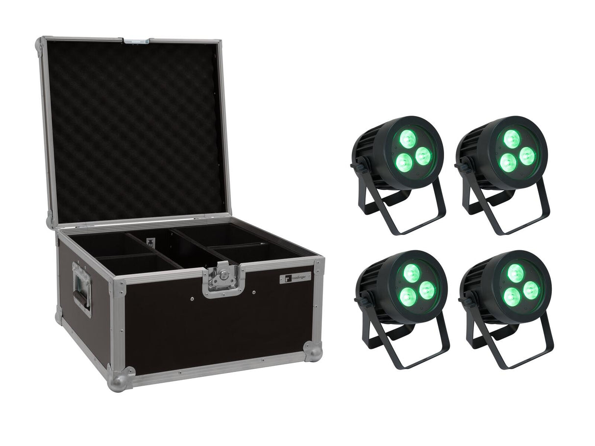 EUROLITE Komplektas 4x LED IP PAR 3x8W QCL Spot + Krepšys