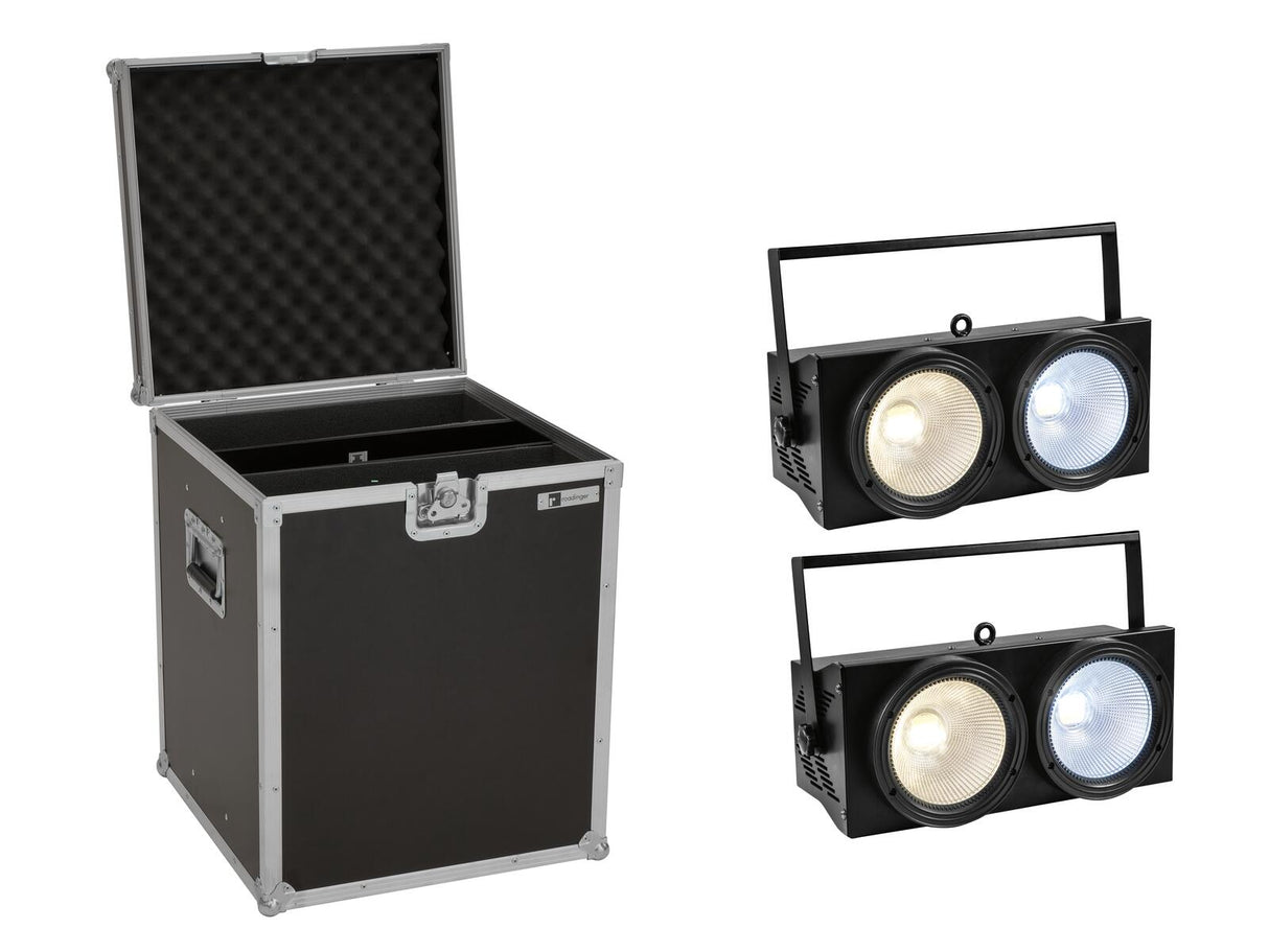 EUROLITE Komplektas 2x Auditorijos Akleiskite 2x100W LED COB CW/WW + Krepšys