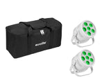 EUROLITE komplektas 2x LED Silent Par 6 QCL Grindų baltas + Minkštas krepšys