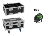 EUROLITE komplektas 16x LED Silent Par 6 QCL grindinis juodas + dėžė