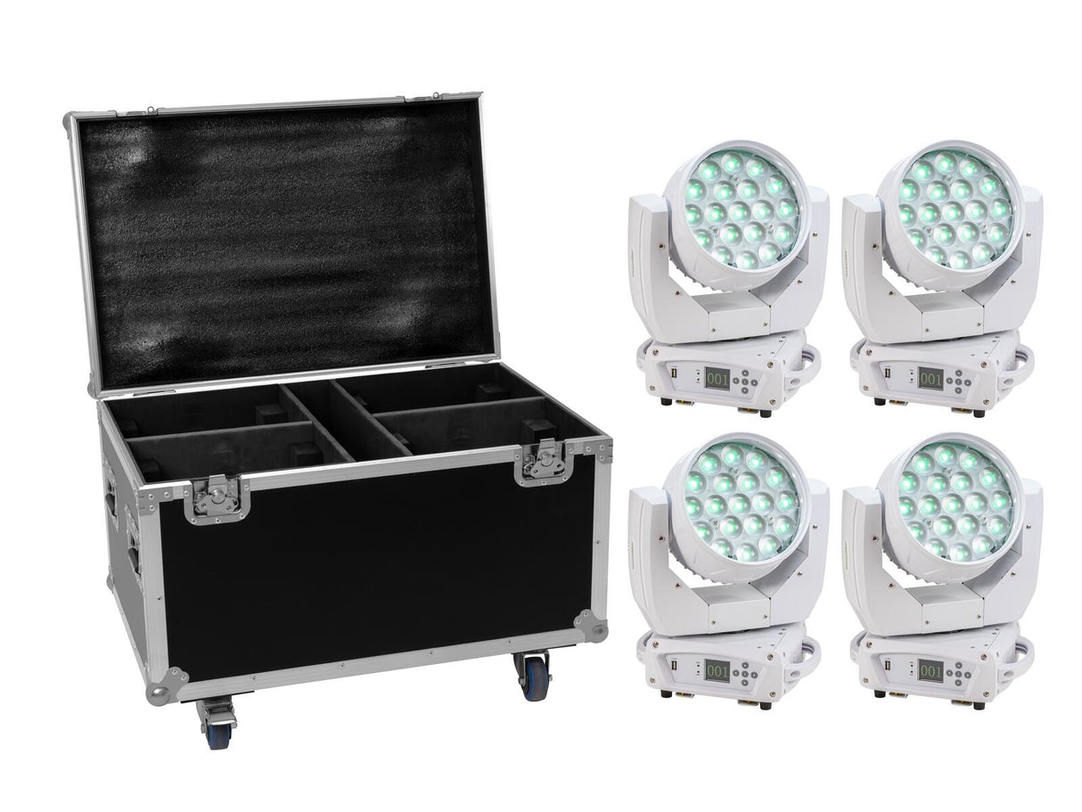 EUROLITE komplektas 4x LED TMH-X4 baltas + Krepšys su ratais