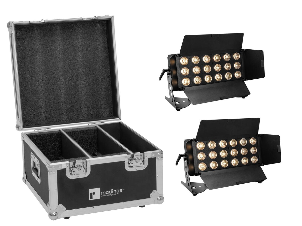 EUROLITE Komplektas 2x LED CLS-18 QCL RGB/WW 18x7W + Flightcase