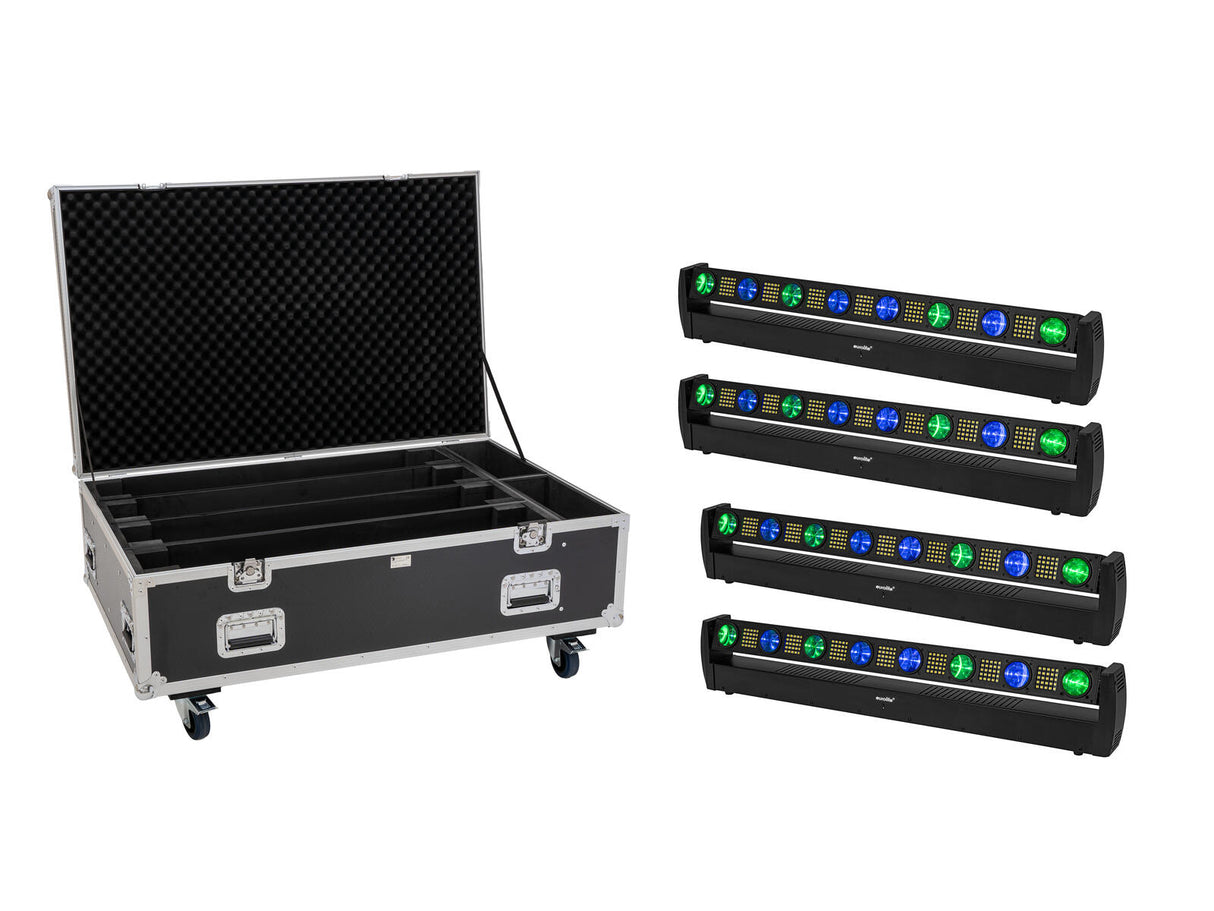 EUROLITE Komplektas 4x LED BAR-8 SWING QCL bar + Krepšys su ratais