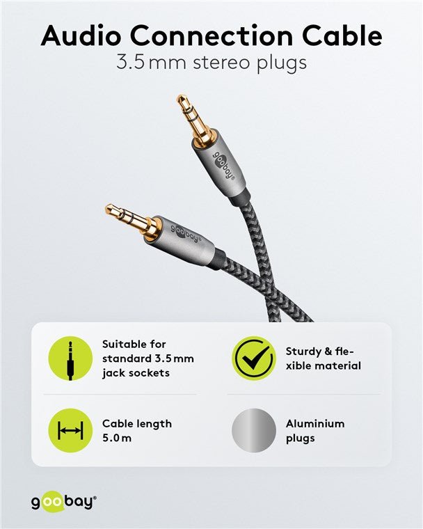Goobay Plus Audio Connection Cable, 3.5 mm AUX stereo kabelis, 5 m