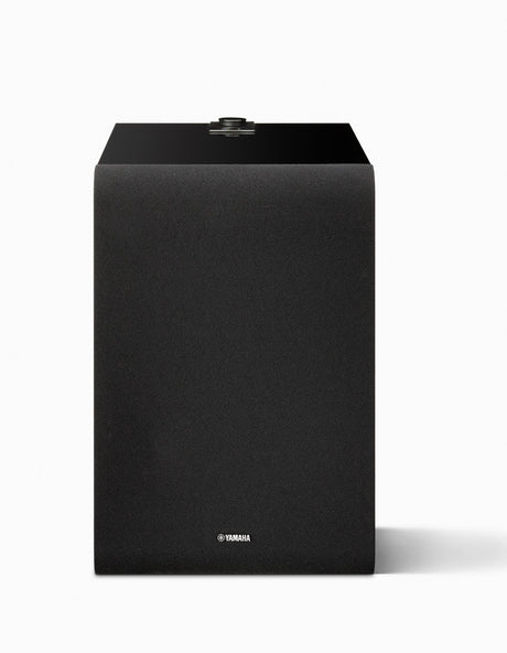 Yamaha NS-NSW100PB MusicCast SUB 100 subwoofer (juodas) - Juodas garsiakalbis, blizgus viršus, logotipas apačioje
