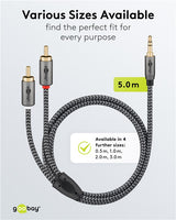 Goobay Audio Adapter Cable AUX, 3.5 mm į 2x RCA garso kabelis, 5 m