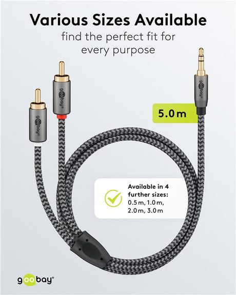 Goobay Audio Adapter Cable AUX, 3.5 mm į 2x RCA garso kabelis, 5 m
