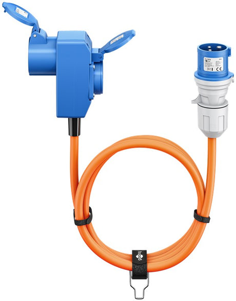 Goobay CEE Adapter Cable, maitinimo kabelis lauko erdvėms, 90°, 16 A, 230 V, (Type E/F), IP44, 5 m