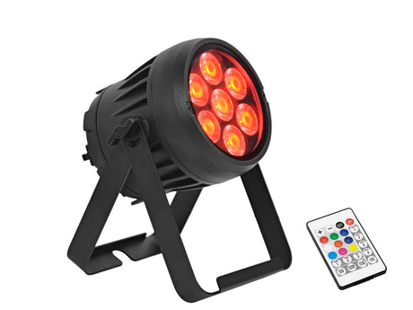 EUROLITE Set 4x AKKU IP PAR 7 QCL CRMX MK2 + Case with charging function - Nuotolinio valdymo pultelis, stovas, raudoni LED šviesos diodai