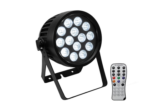 EUROLITE Set 4x AKKU IP PAR 14 HCL QuickDMX + Flightcase - Nuotolinio valdymo pultelis ir šviestuvas kitokiu kampu