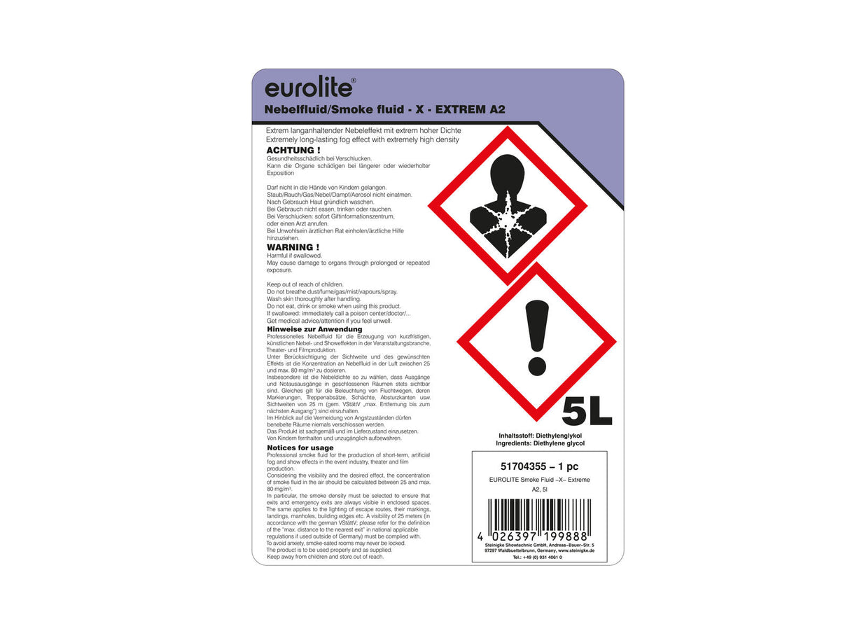 EUROLITE SMOKE FLUID -X- Extreme A2, 5l dūmų skystis