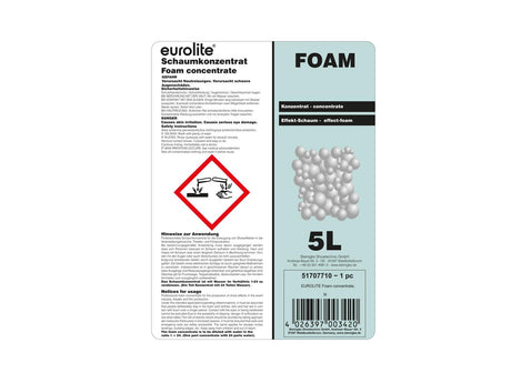 EUROLITE Foam Concentrate, 5l - Pakuotė su putų pavyzdžiu ir 5L talpa