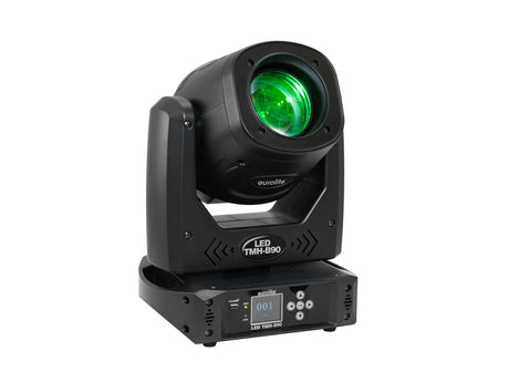 EUROLITE Set 4x LED TMH-B90 + Case with wheels - Žalias šviesos spindulys, valdymo mygtukai, ekranas