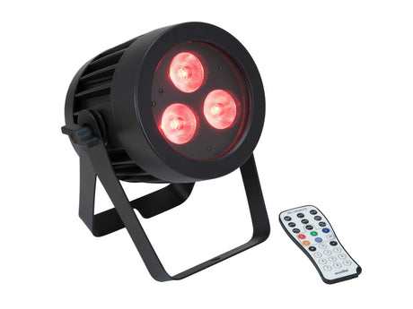 EUROLITE Komplektas 4x LED IP PAR 3x8W QCL Spot + Krepšys - Nuotolinio valdymo pultelis, trys raudoni LED
