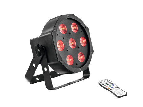 EUROLITE Komplektas 4x LED SLS-7 HCL Grindinis + 2x LED FE-700 + DMX LED Spalvų Valdiklis - Juodas šviestuvas, pultelis, raudonos lemputės