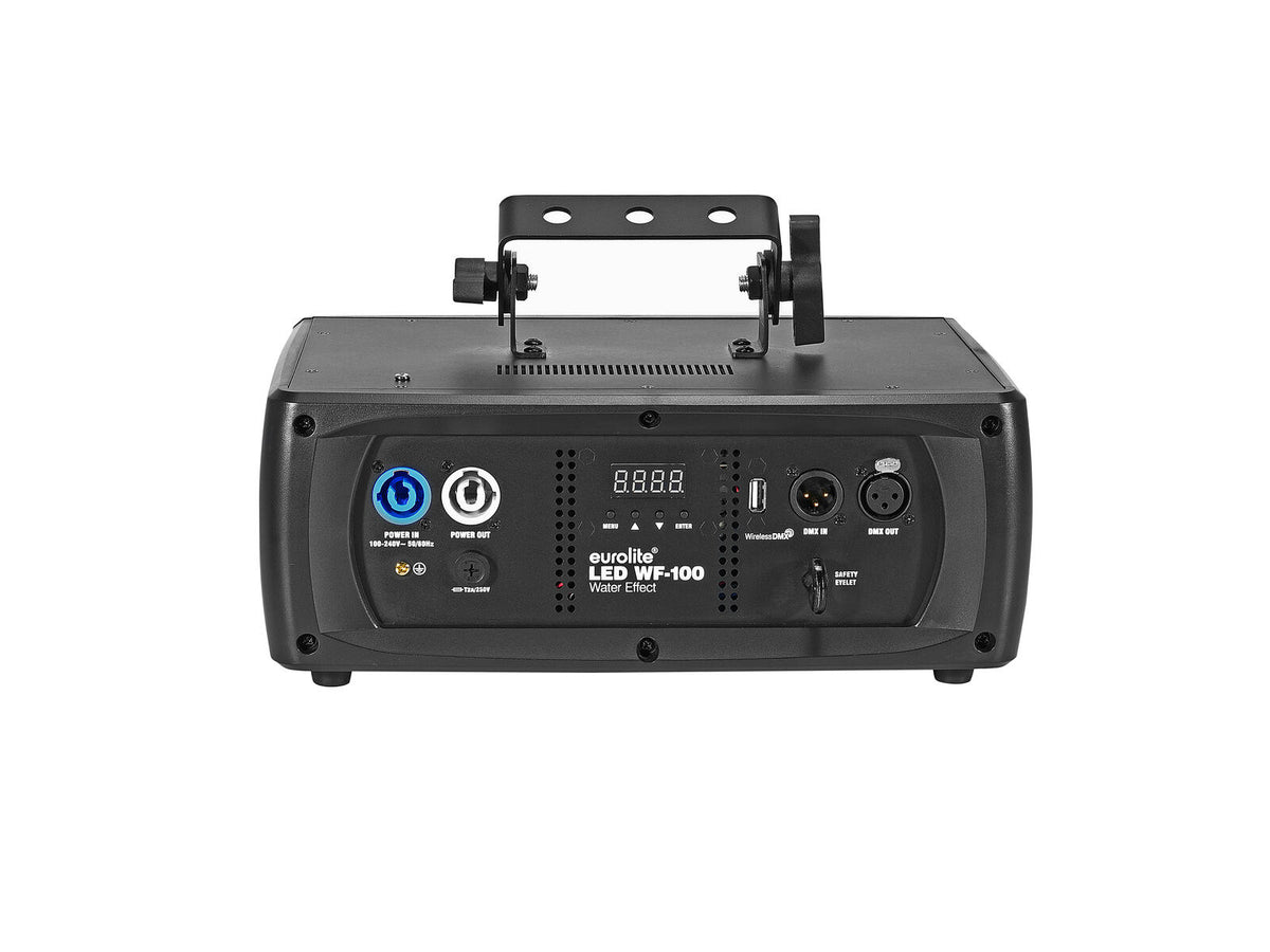 EUROLITE LED WF-100 Water Effect - Skaitmeninis ekranas, DMX jungtys, maitinimo jungtys